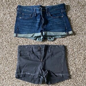 Express Blue and Black Jean Shorts